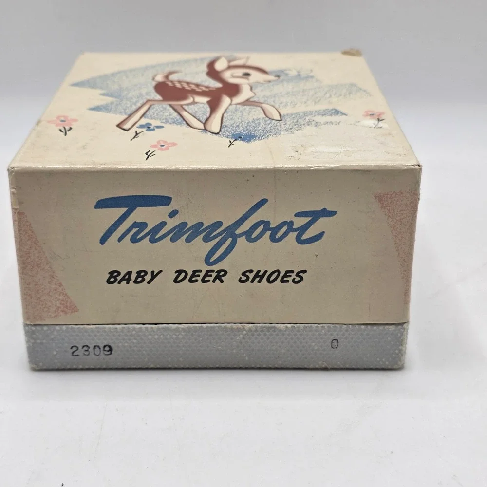 Trimfoot‎ Baby Deer Shoes Infant White Yellow Ribbon Tie Vintage 1950s